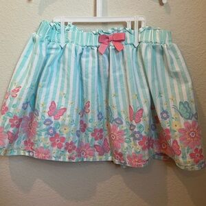 Isaac Mizrahi Mint Striped Skirt with Pink Floral Design